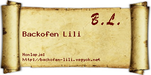 Backofen Lili névjegykártya